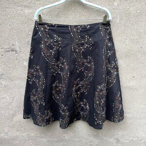 Vintage Black Sequin-Embellished Midi Skirt